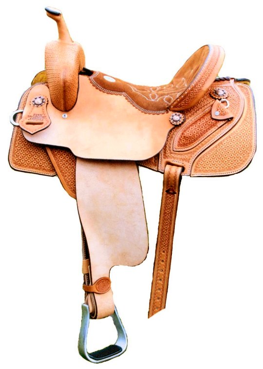14" Special toast suede seat copper berry conchos